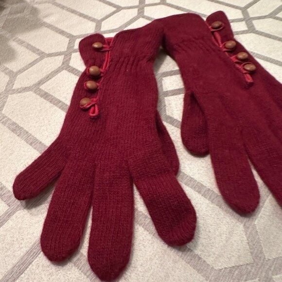 Burgundy Wool Gloves - Picture 2 of 4